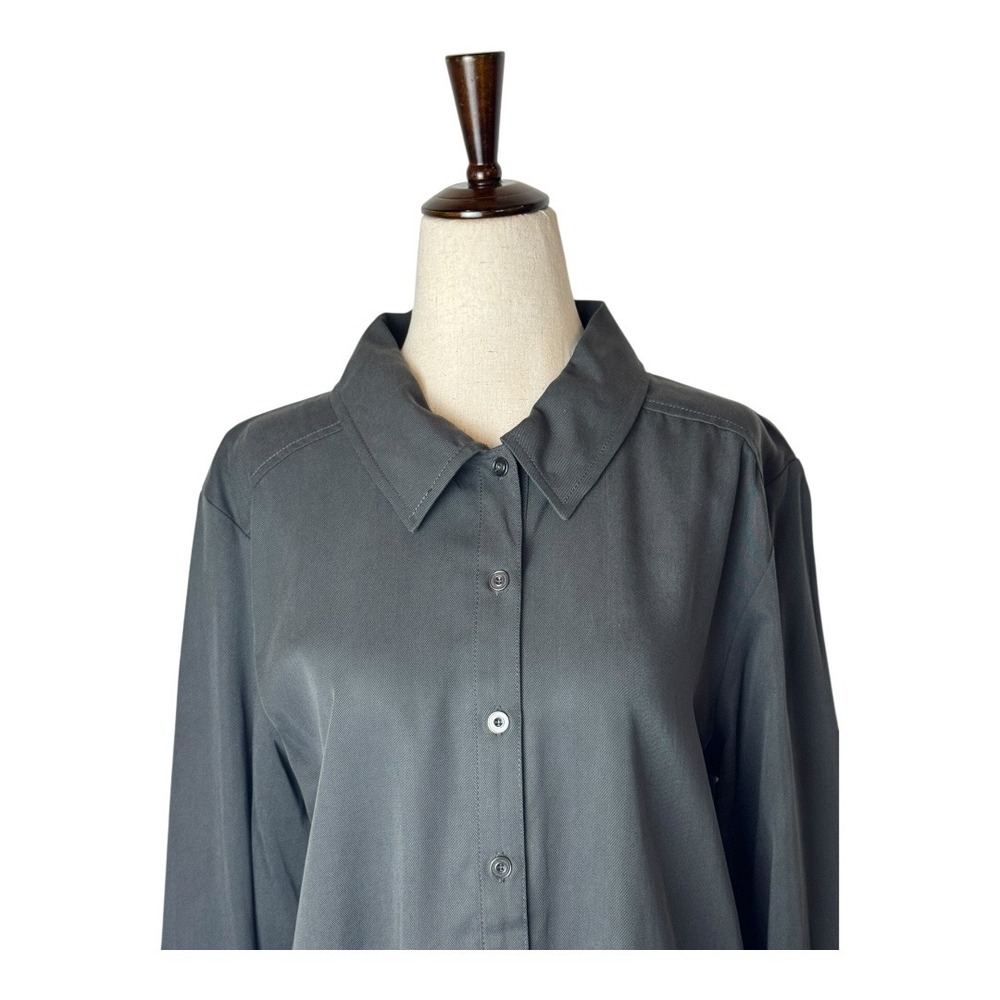 Michael Stars Dress Women Large Black Collared Long Sleeve Shirt Dress Mini NWT - Picture 3 of 11
